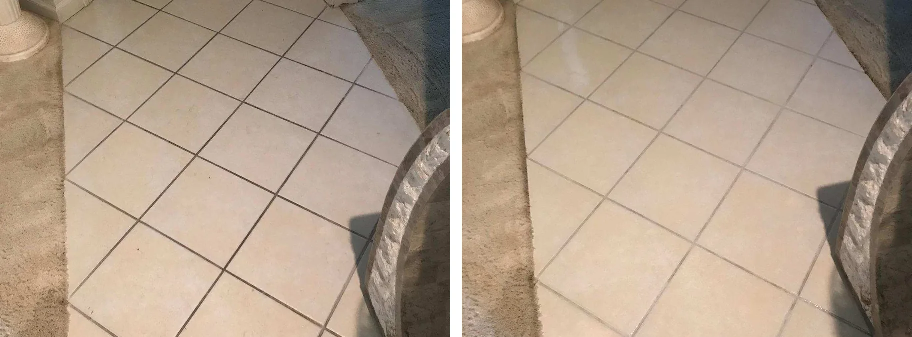 Before and after professional tile and grout cleaning by Eco Clean in the Rocklin area